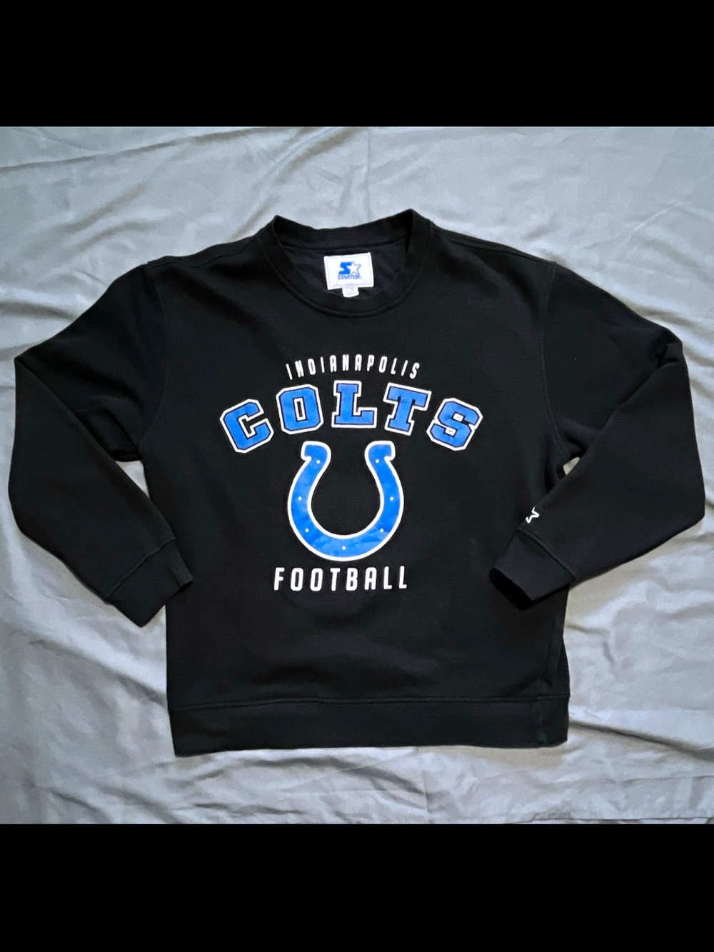 STARTER Black Crewneck Sweatshirt with Blue Colts Logo